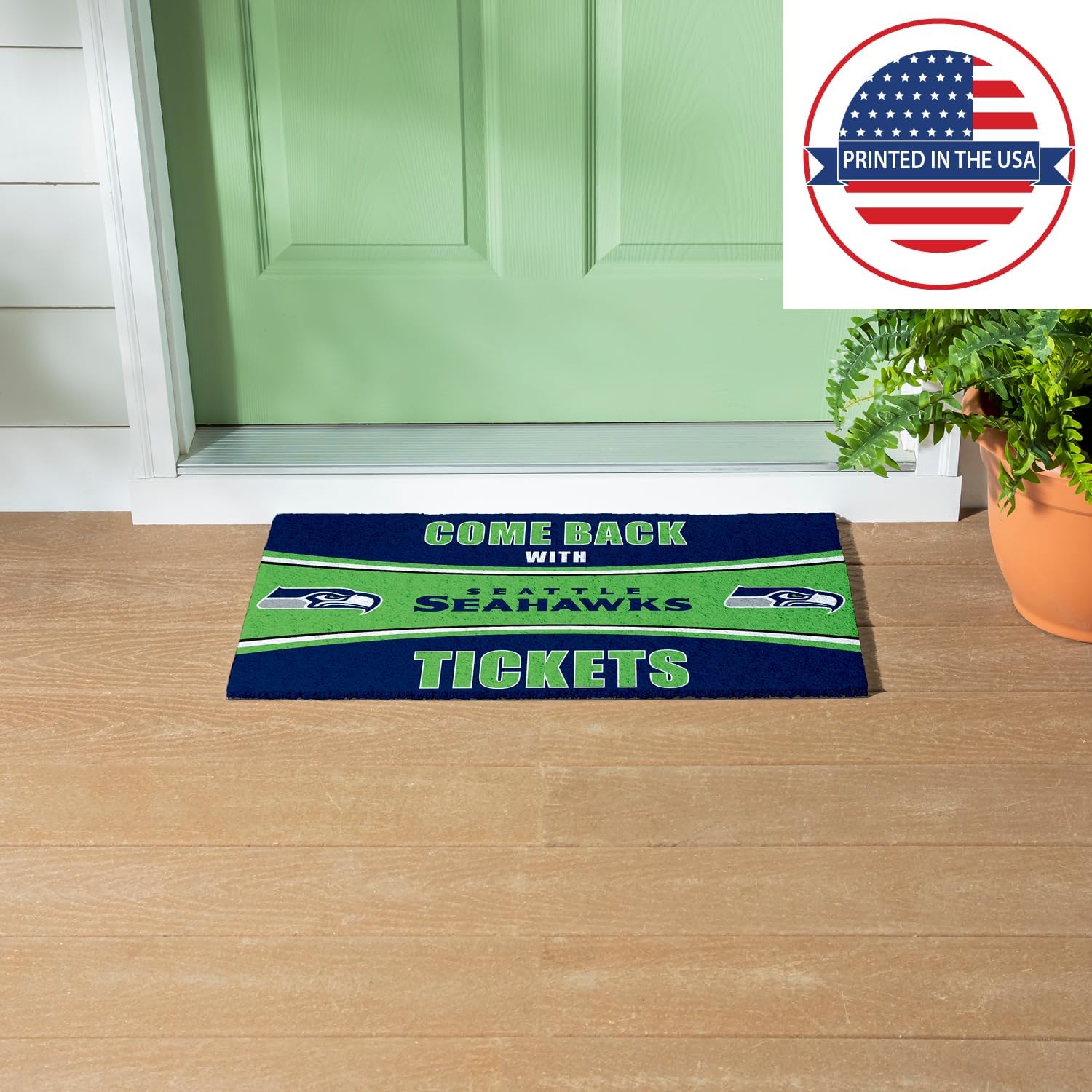 Team Sports America NFL Seattle Seahawks | Indoor and Outdoor Entryway | 28 x 16 Inches | Non Slip Back | Welcome Floor Mats | Muddy Dog Paws | Front Door Entrance Home Décor