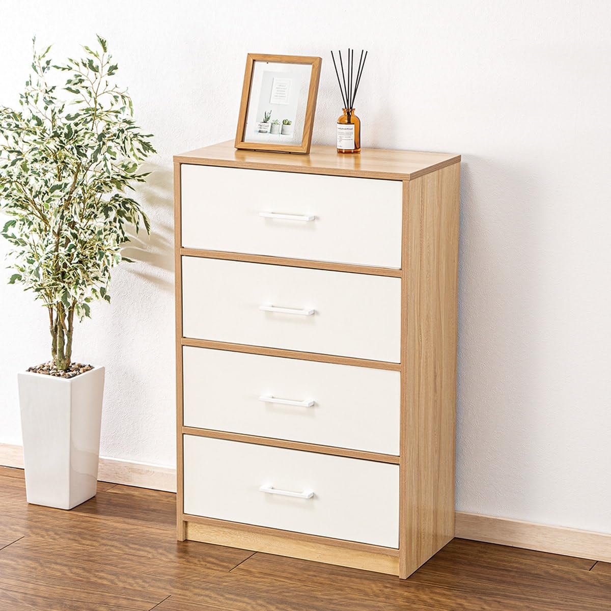 ニトリ　ホワイト 木製 チェスト 4段 木目調天板チェスト 4段(FD-W4D ライトブラウン) | ニトリネット【公式
