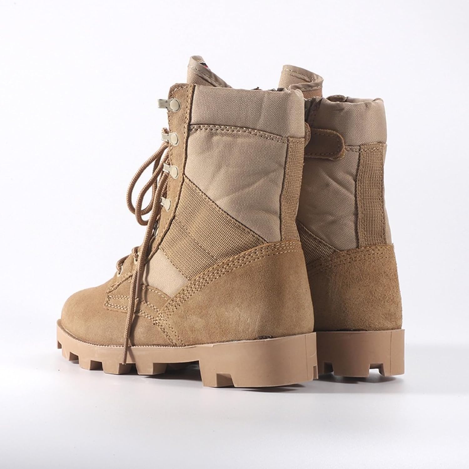 Men's Suede Leather High Top 8 Inch Lace Up Military Tactical Boots for Work Jungle Outdoor Lightweight Combat Motorcycle Booties Police Army Shoes