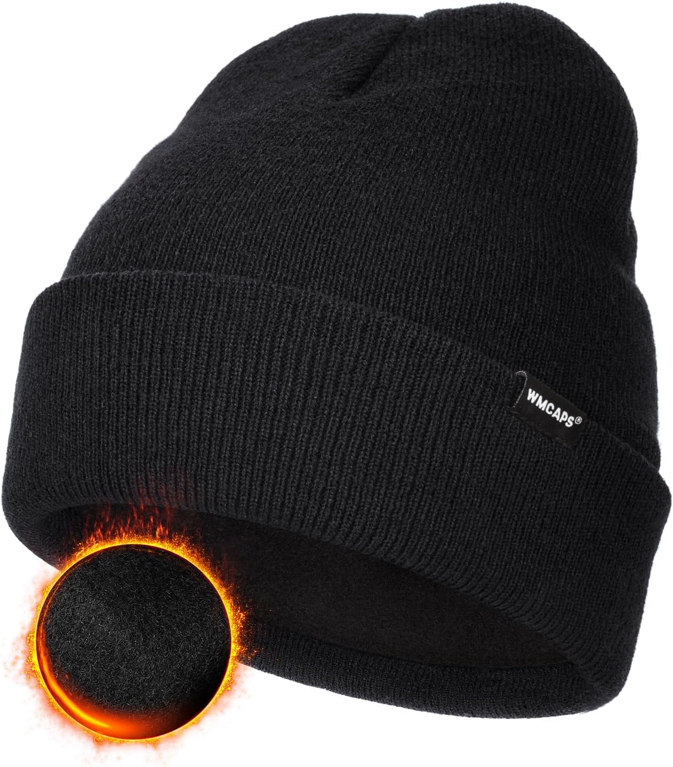Wmcaps Knit Beanie for Men, Unisex Classic Winter Hats, Fleece Lined Cuffed M...
