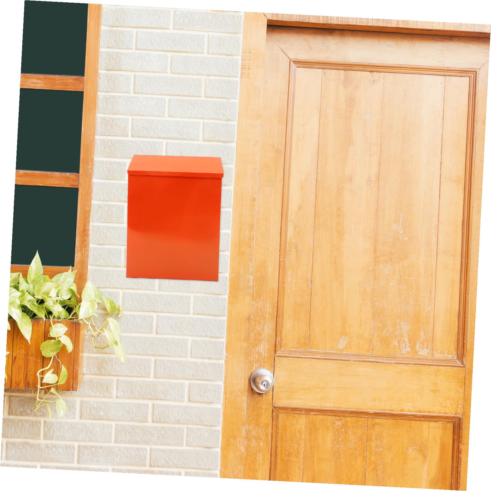 Cassetta Postale Stile Rustico da Parete Arancione in Ferro | Chiusura Lucchetto, Resistente alle Intemperie, Box Decorativo per Posta Vano Raccolta