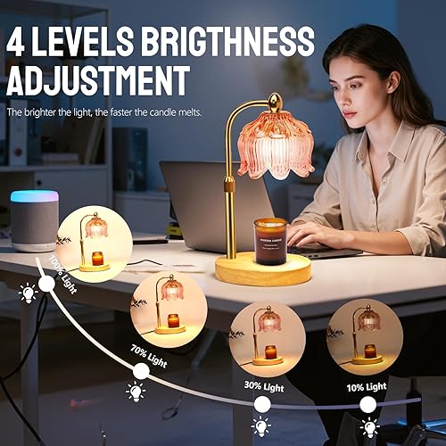 Vista 70 de GEEZO - Lámpara calentadora de velas con fragancia, calentador eléctrico con temporizador y atenuador, regalo de cumpleaños, inauguración de casa
