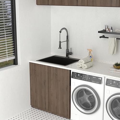 Miniatura 3 de Lordear Fregadero de lavandería de 25 pulgadas x 22 x 12 pulgadas, color negro, fregadero de lavandería profundo de montaje superior, fregadero de