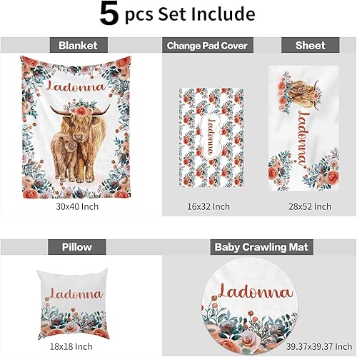 Miniatura 8 de Juego de ropa de cama personalizada para cuna decoración personalizada para guardería, manta de bebé, sábana bajera para cuna, funda para cambiador,