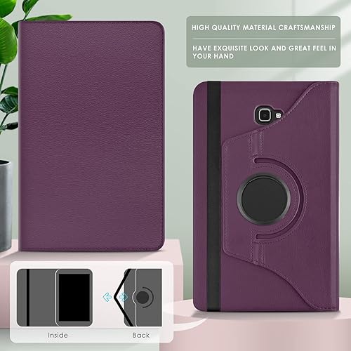 Miniatura 3 de DETUOSI Funda giratoria para Samsung Galaxy Tab A de 10.1 pulgadas 2016 (SM-T580), Encendidoapagado automático Funda giratoria de 360 grados con
