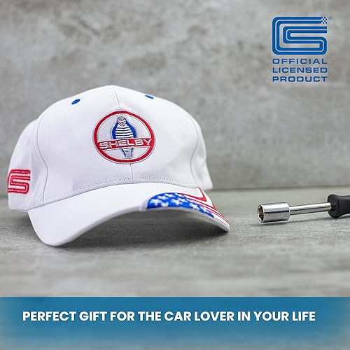 Miniatura 2 de Shelby Cobra Snake - Gorra de béisbol con bandera estadounidense, gorra blanca con bandera estadounidense, ajustable, talla única, Blanco
