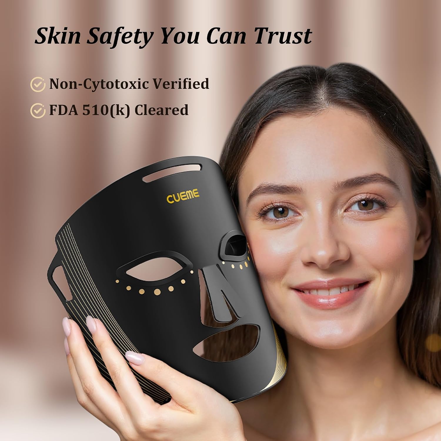 CUEME Rotlichttherapie für Gesicht, FDA-klare LED-Lichttherapie-Maske für Falten, Aknebehandlung und Hautpflege, tragbare Gesichtsmaske für Frauen – Mutter, Schwester, Freundin und Ehefrau