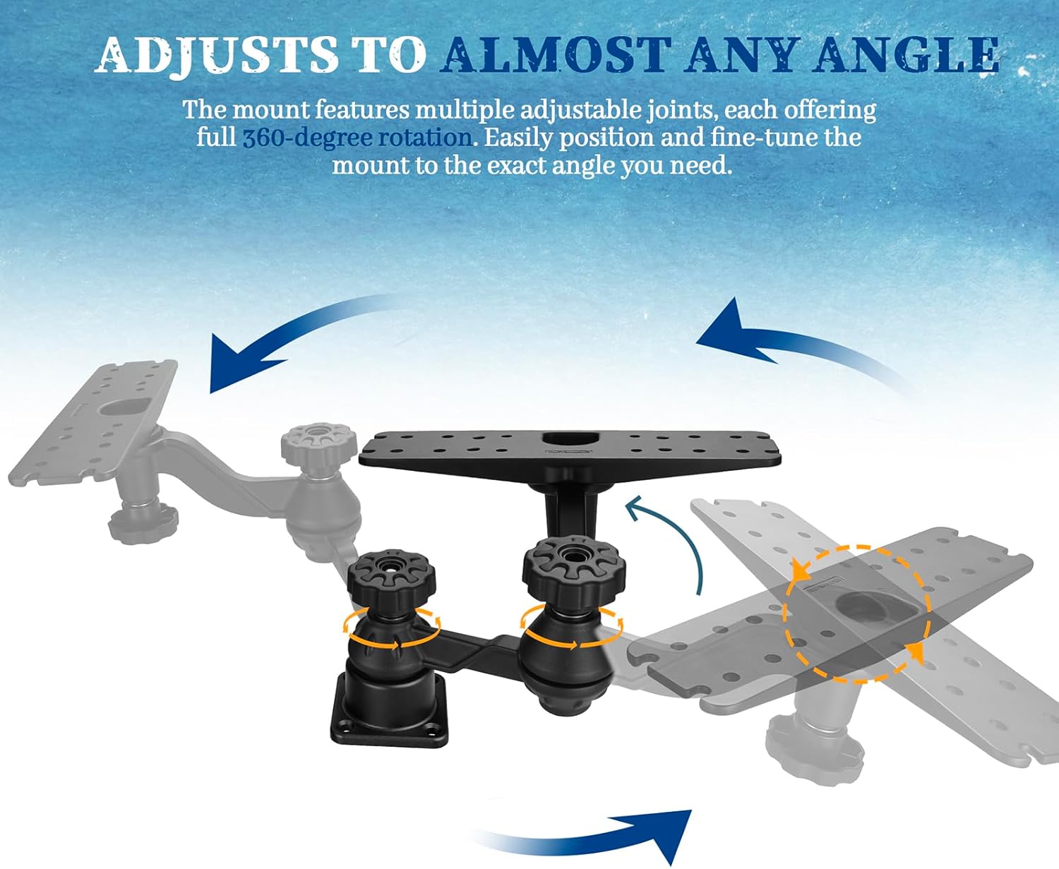 Lengthen Aluminum Swing Arm Fish Finder Mount for 7"-16" Large Fishfinders & Chartplotters, Depth Finder Mount Compatible with Lowrance,Garmin,Humminbird and More,for Boats (Long)