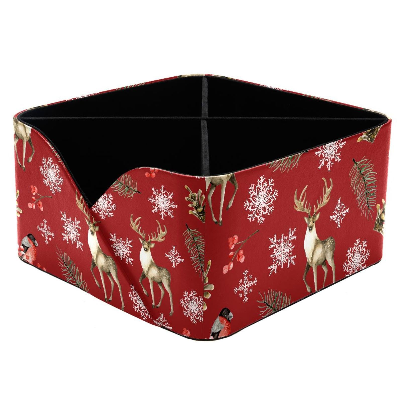 KengjuTesu Deer and Bullfinches Desktop Organizer Pen Holder, Rectangular Pencil Cup for Office, Study and Makeup Stations