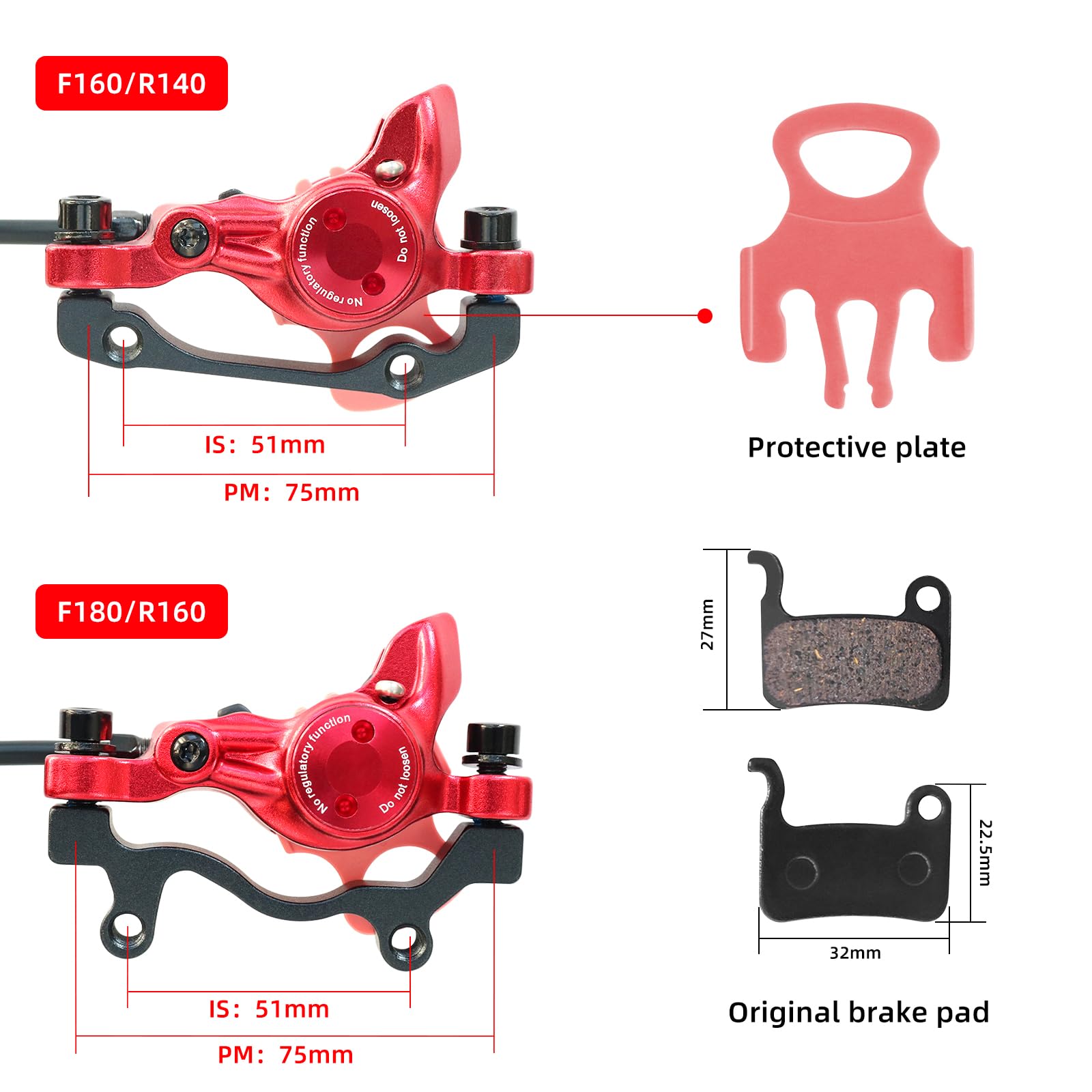 Z00M HB875 - Set di freni a disco idraulici per mountain bike, anteriore sinistro, 800 mm, posteriore destro, 1450 mm, freno idraulico in lega di alluminio, freno a disco per bici elettrica, fat bike