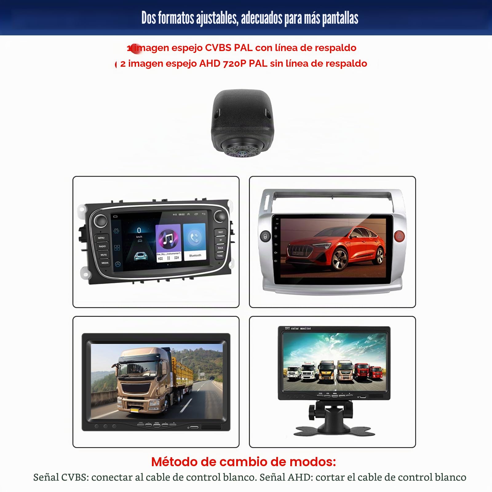 CAMECHO Luz de Freno Cámara Trasera HD Visión Nocturna IP67 Cámara Impermeable para Volkswagen Crafter 2017 Tercera Luz de Freno con ángulo Ancho de 140 °, 12V, 10m con Cable