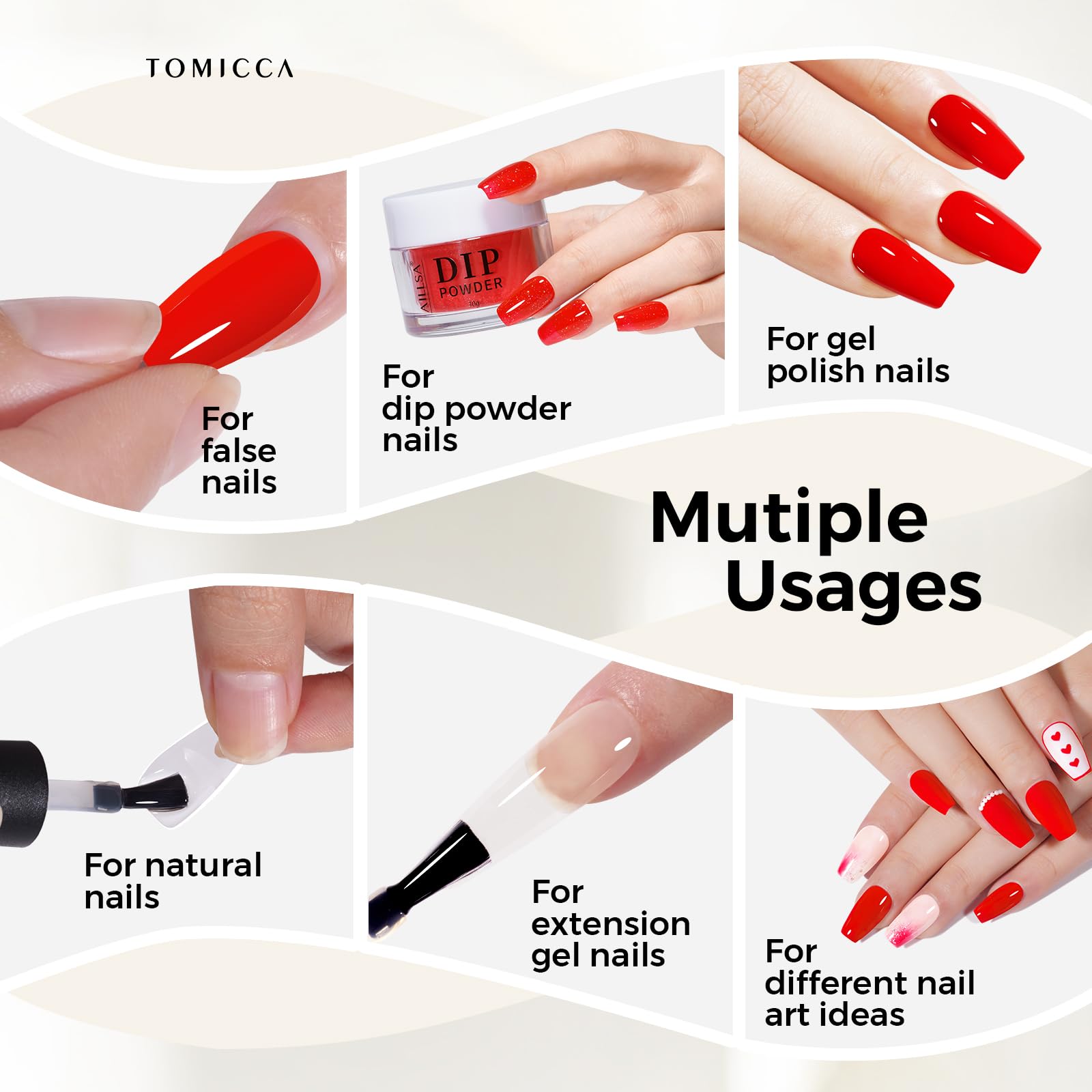 TOMICCA Base Coat Top Coat Gel UV Set, Primer UV Nagellack Set, Soak Off Unterlack und Überlack fur Nail Art Design Nägel Maniküre Kit für Nagelstudio DIY Home 2 x 8ml