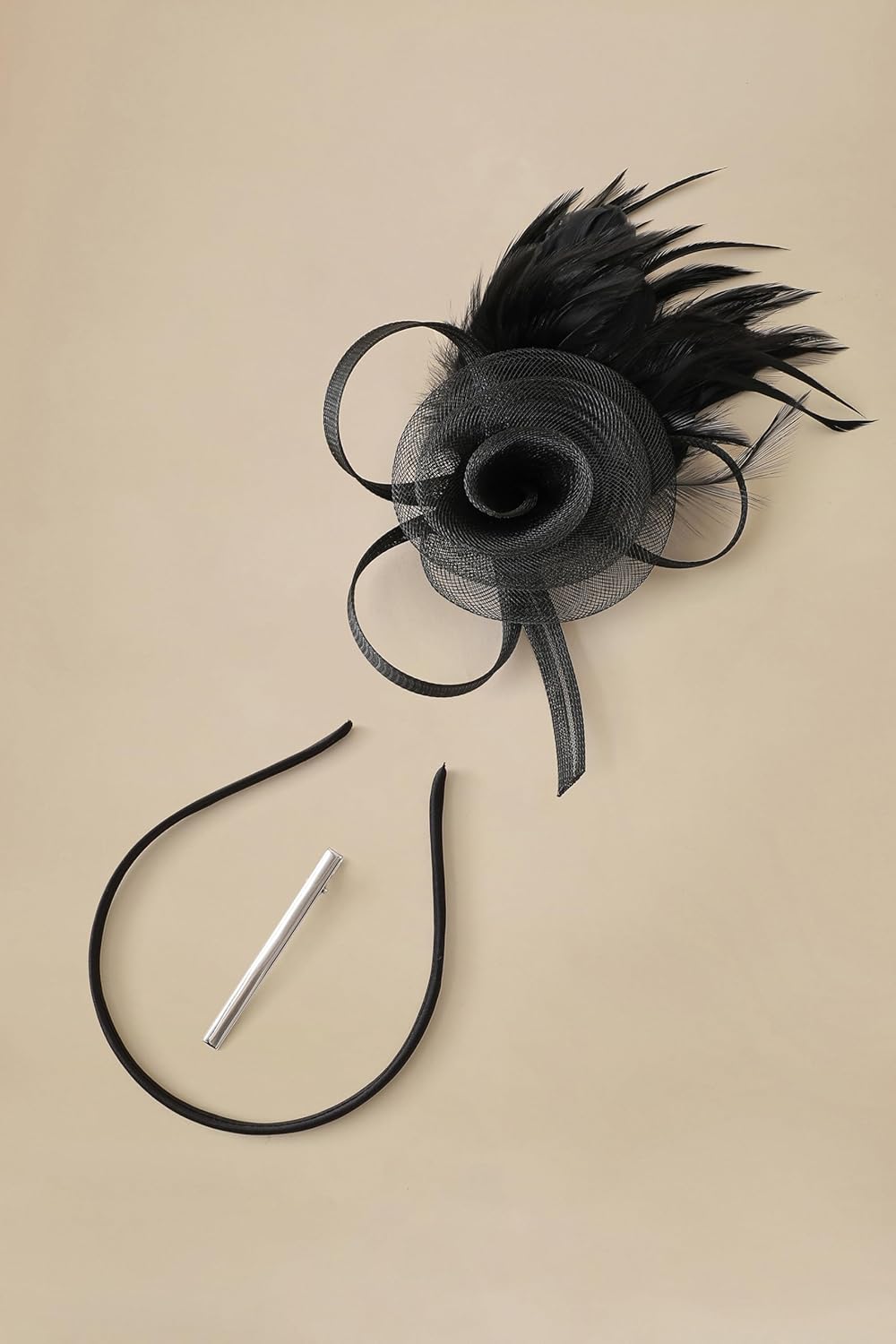 BABEYOND Fascinators Hats for Women - Tea Party Hats Kentucky Elegant Tulle Mesh Feather Bridal Wedding Headband Hair Clip - Image 3