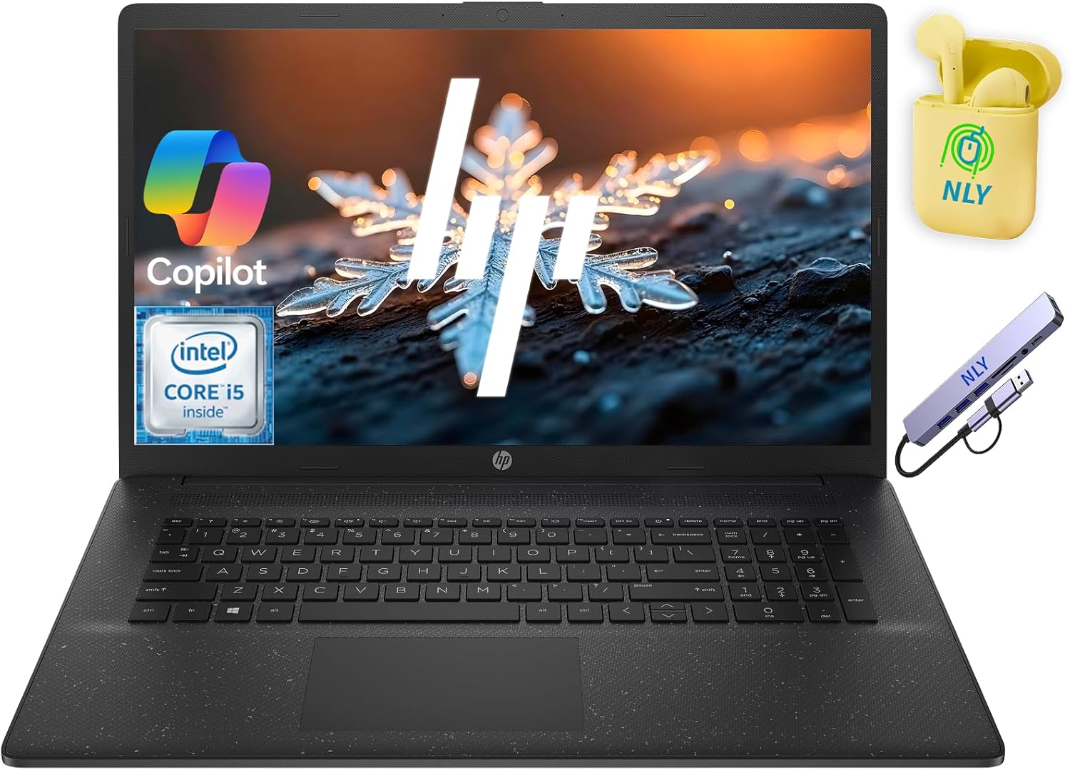 HP 17.3" Business Laptop Computer, Windows 11 Laptop with AI Copilot Ready (Jet Black, 16GB RAM | 512GB Storage)