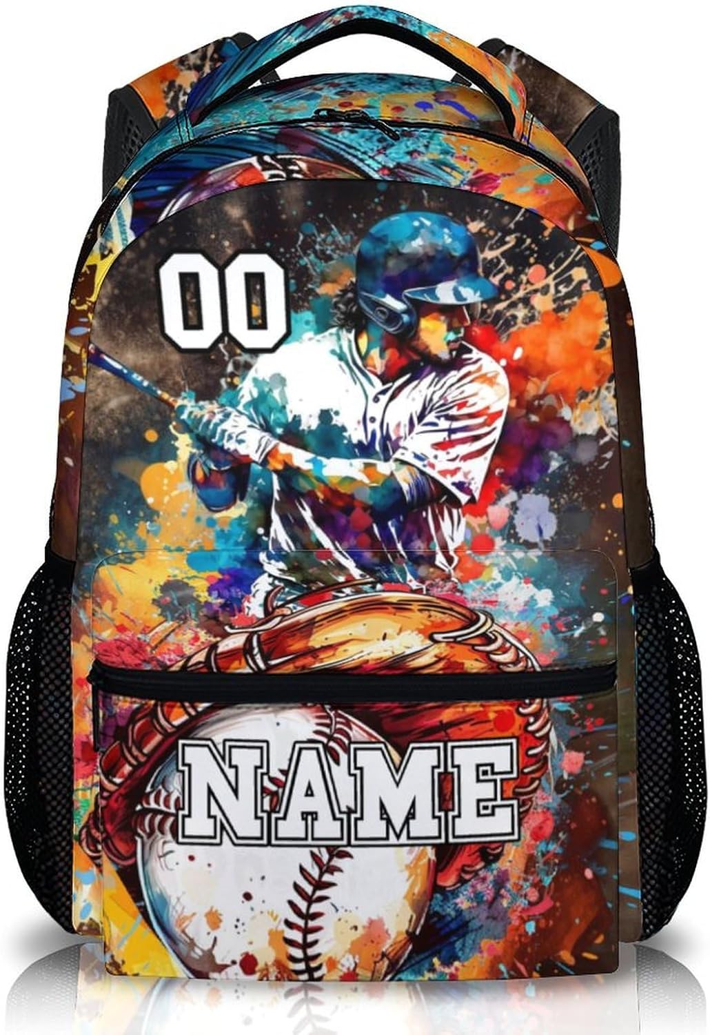 Kids Backpack for Boys, Custom Baseball Backpacks Gifts for Children Students, Personalized Name 17'' Lightweight Baseball Bookbag for Elementary Middle High School, Back to School Supplies