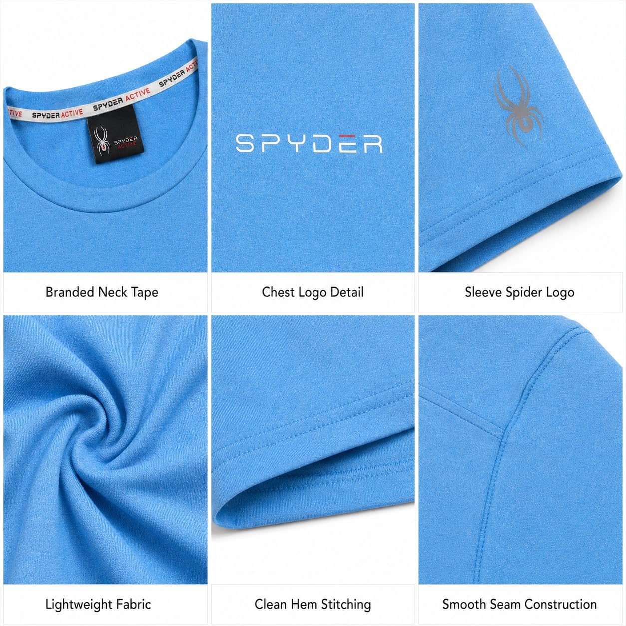 Spyder Mens Athletic Shirts - Quick Dry Lightweight Short Sleeve T Shirt for Men Active Performance Workout Shirts for Men