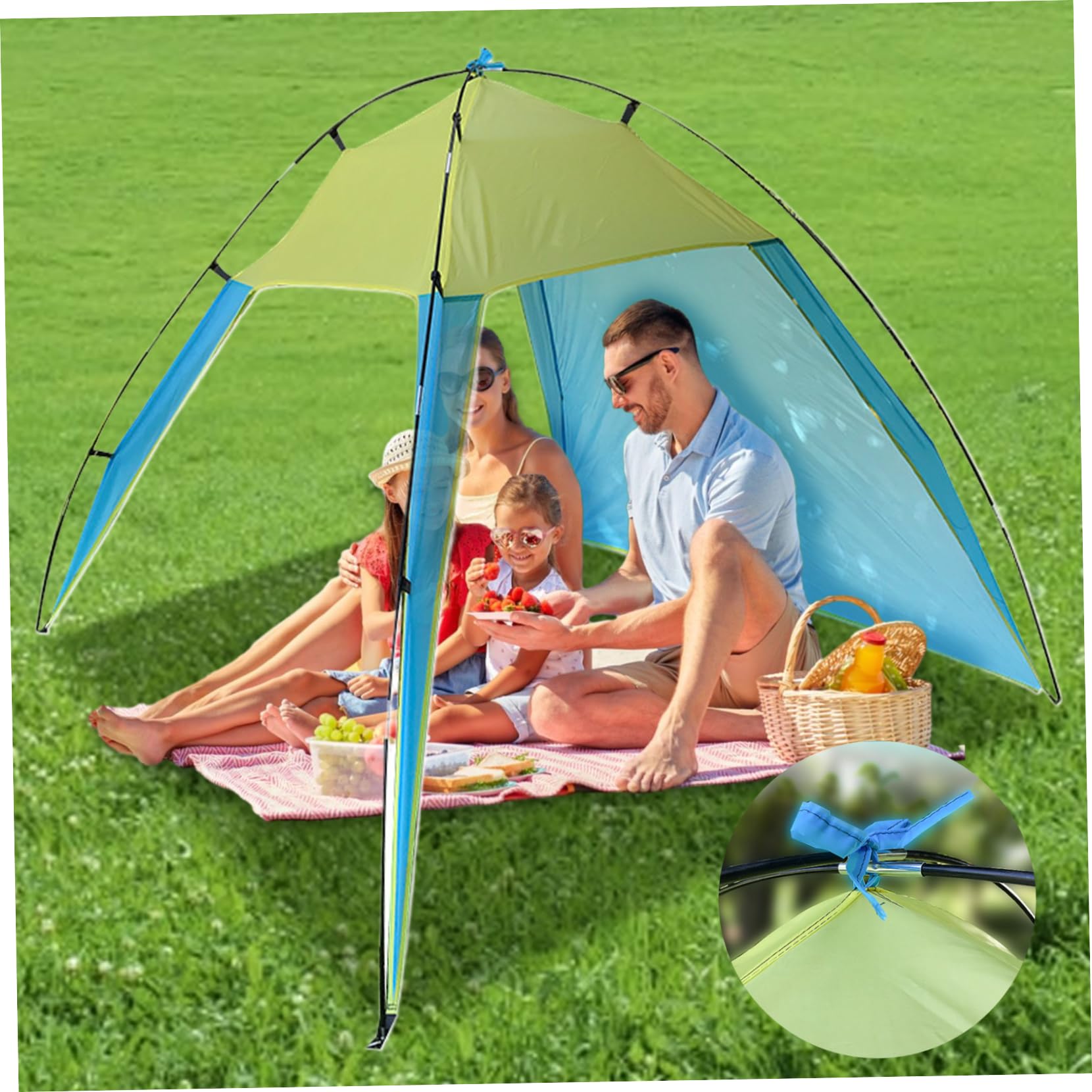 Abri Solaire de Tente de Plage étanche, auvent Plage ventilé avec Protection UV, Facile à Transporter et à Installer pour Le Camping, Le Pique-Nique dans Le Jardin 83 x 91 x 63 Pouces