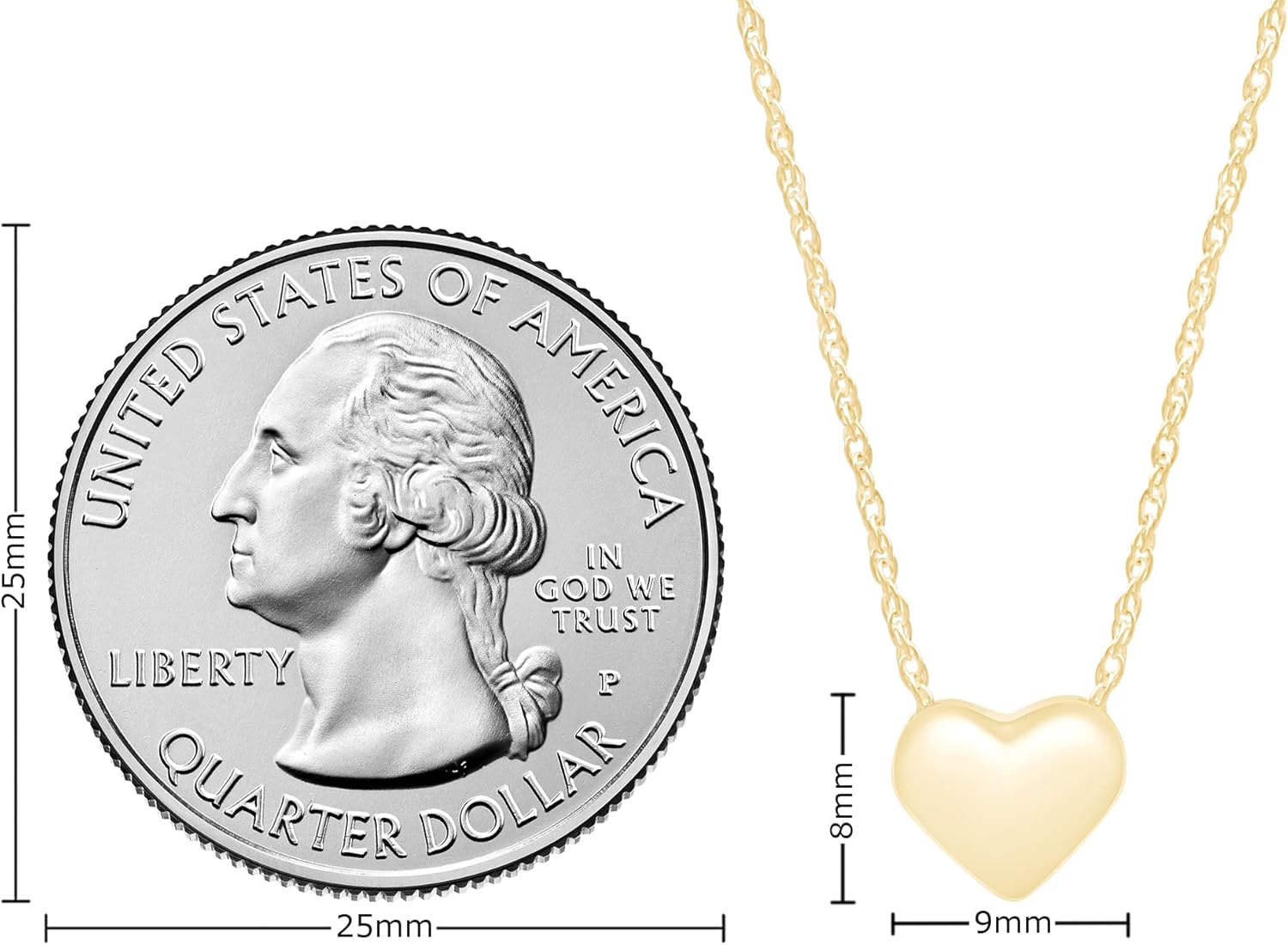 AFFY Sliding Heart Pendant Necklace 3D Puffed Heart Jewelry for Women in 14K Gold Plated Sterling Silver - Image 7
