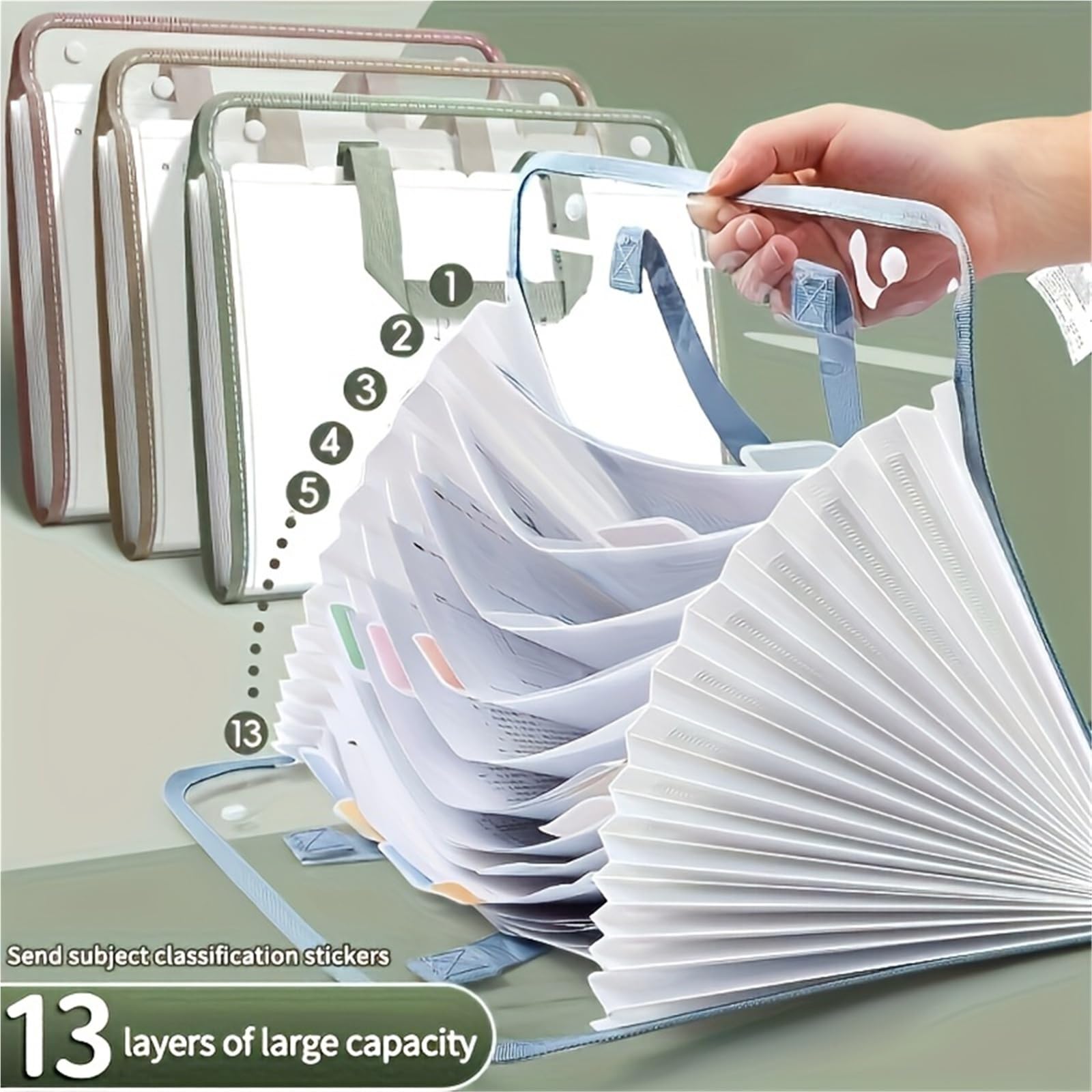 Carpeta Clasificadora Bolsa de almacenamiento archivos acordeón | Carpeta de papel de prueba de gran capacidad, organizador de documentos for estudiantes(Brown)