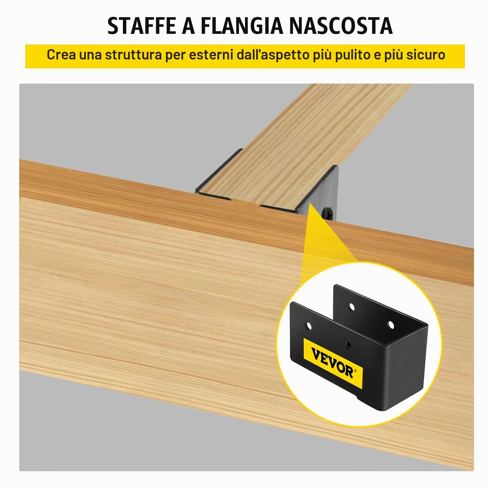 VEVOR Gancio per Travetti Nascosto, Flangia Nascosta per Accento Esterno 51x102 mm, 24 Pezzi Staffe per Travetti Nascosti, Gancio con Montaggio Frontale Nascosto in Lamiera Acciaio Q235 Verniciato