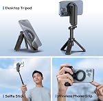 ULANZI JJ03 Magnetic Phone Tripod with Remote Control, 3-in-1 Selfie Handle with 360° Rotation Extendable Stand for Android iPhone
