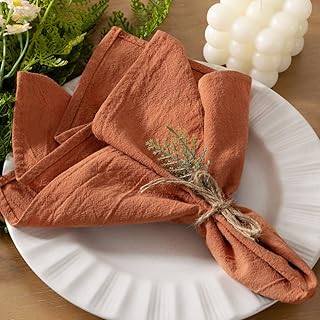 Sponsored Ad - Socomi Cloth Napkins Terracotta Fall Burnt Orange Thanksgiving Washable Reusable Bulk Linen Cotton Napkins ...