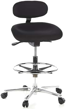 hjh OFFICE Silla de Trabajo Taburete de Trabajo Silla giratoria Work MF Tela Respaldo de Altura Regulable Negro