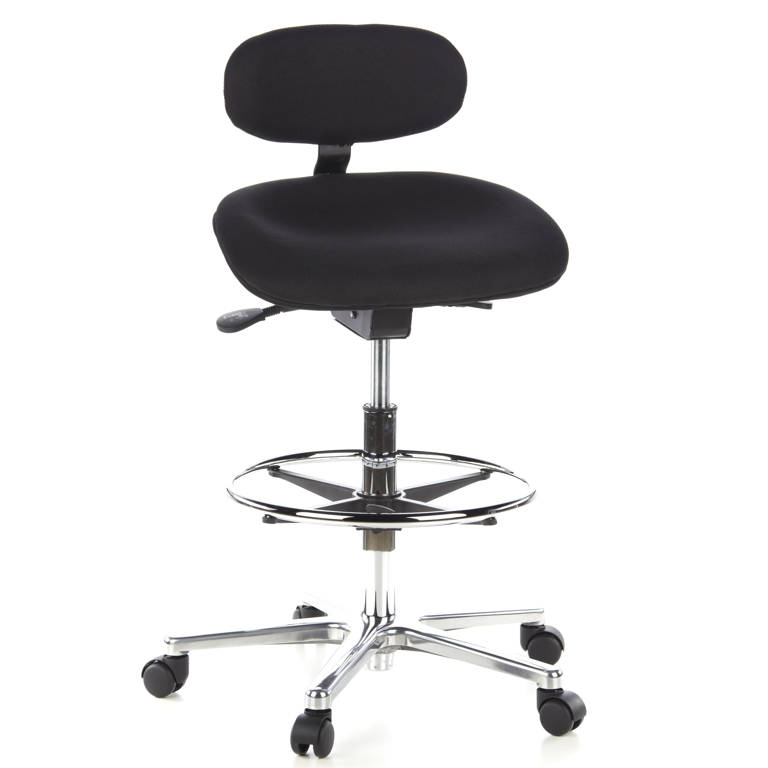 hjh OFFICE Silla de Trabajo Taburete de Trabajo Silla giratoria Work MF Tela Respaldo de Altura Regulable Negro