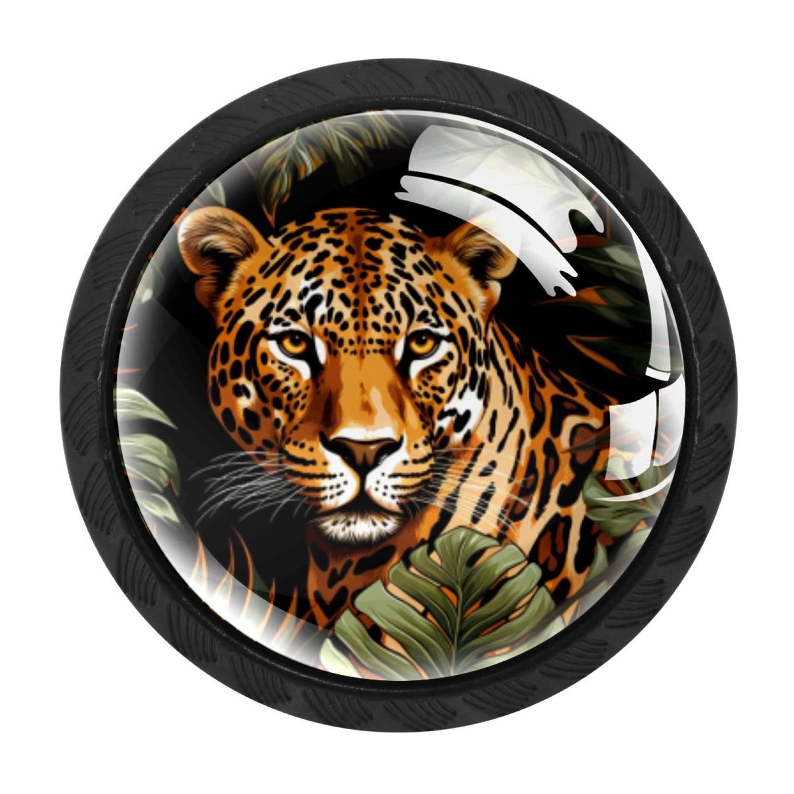 CHENZZZZ 4 Pieces Leopard Drawer Knobs, 35mm Black Cabinet Knobs, Drawer Pulls and Knobs, Dresser Drawer Knobs, Cabinet Hardware Kitchen Cabinet Knobs