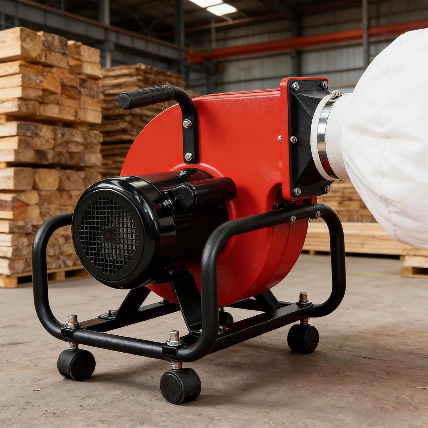 750W Horizontal Woodworking Dust Collector with 12-Gallon Collection Bag, Mobile Base, Compact Design for Home and Professional Workshops