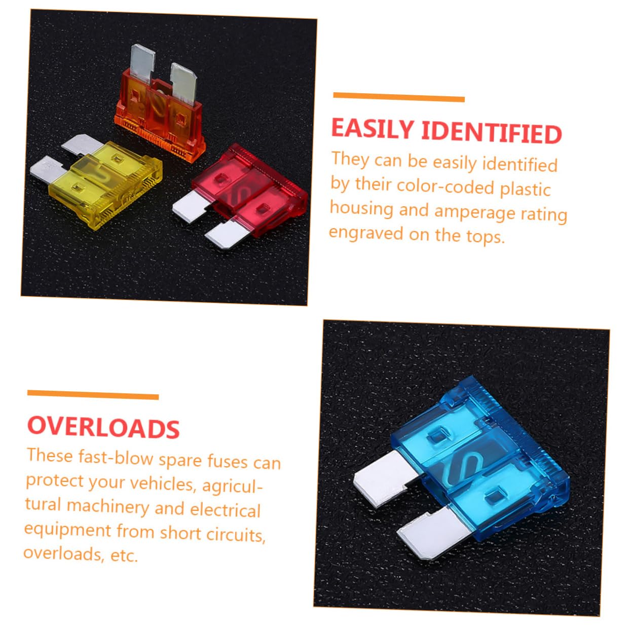 Ciieeo 250PCS Standard Car Auto Fuse Assortment Kit Medium and Small Replacement Fuses for Automotive Use