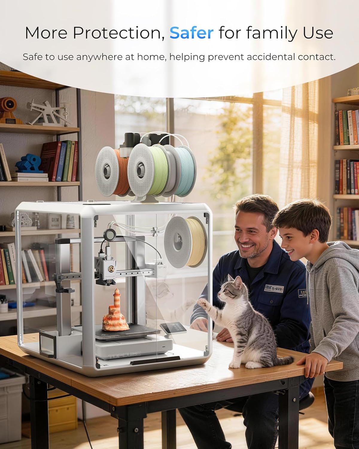 F2 3D Printer Enclosure for Bambu Lab A1/A1 Combo, 360° Transparent Acrylic Enclosure with LED Light, Odor Isolation Active Cooling Constant Temperature 3D Printer Cover Box