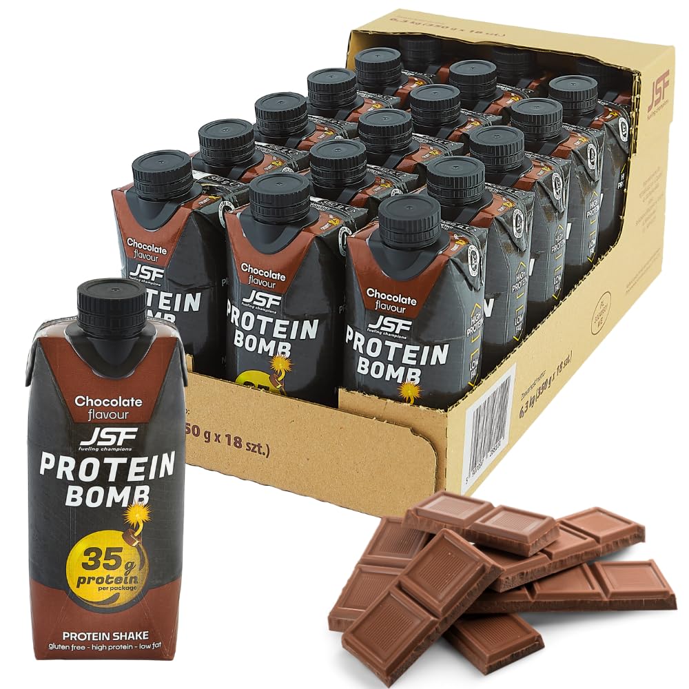 JSF fueling champions 18x Protein Shake 350 ml zestaw – bez dodatku cukru, 35 g białka, napój białkowy – czekoladowy – bezglutenowy – posiłek do picia, zamiennik posiłku
