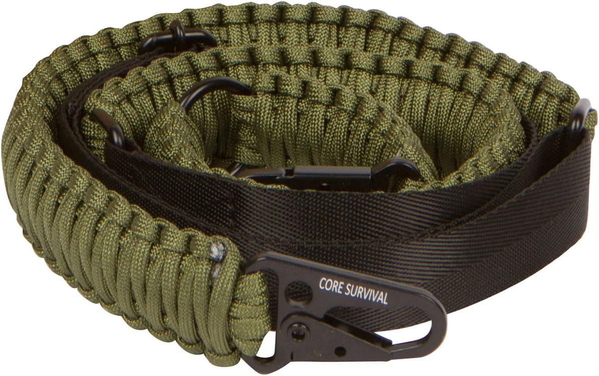Core Survival Paracord Gun Sling Traditional 2 Point Adjustable Strap for Outdoor Sports (Army, 1.5")