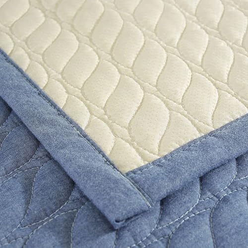 Miniatura 3 de vctops Funda de sofá de algodón fundas acolchadas de color sólido a rayas para sofá seccional funda antideslizante para sofá protector de muebles