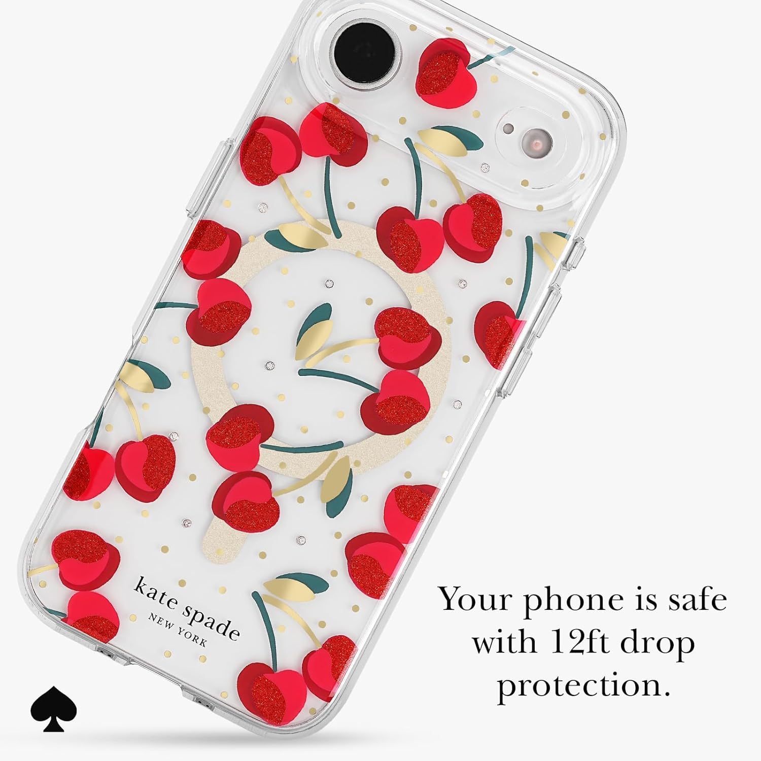 kate spade new york iPhone Air Case - Compatible with MagSafe - Designer Phone Case - Cherry Dot Gems
