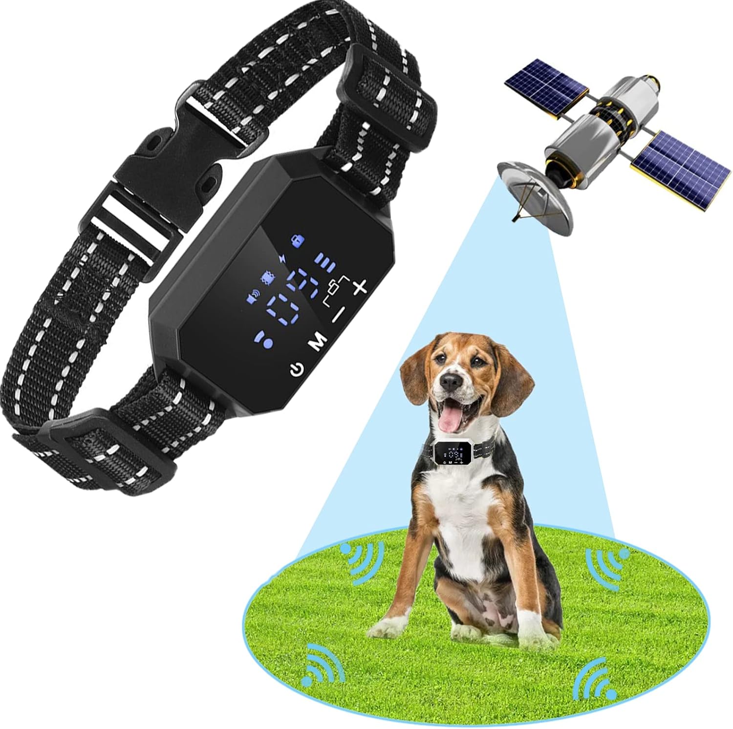 GPS Wireless Dog Fence System,Shock Training Collar for Outdoor Stubborn Dog,Safe Pet Electric Containment System with Large Signal Range Up to 6560 Ft,Waterproof,for All Dogs,A