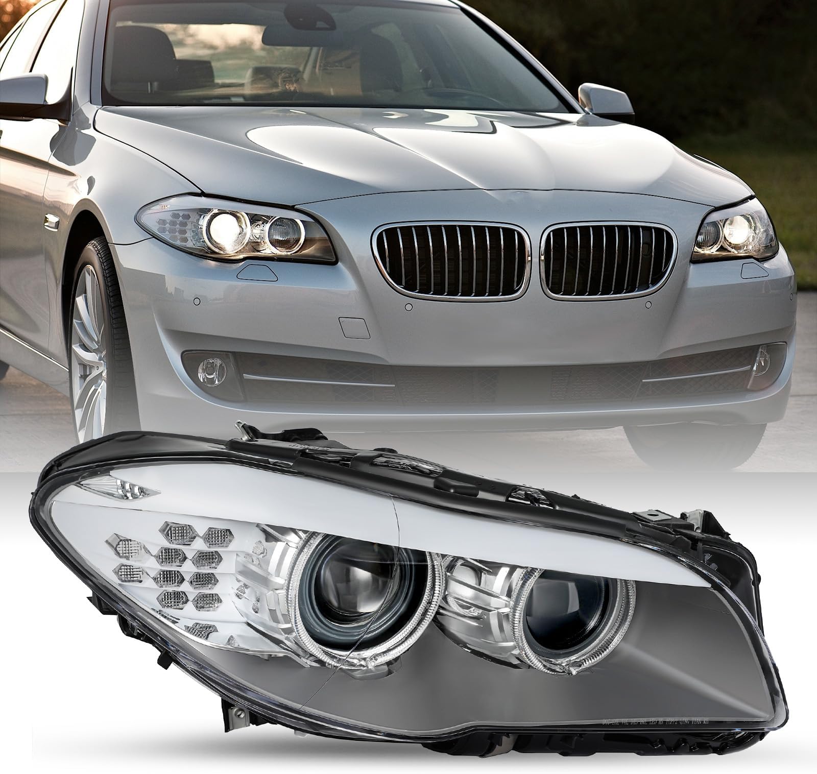 JSBOYATHID/Xenon W/O AFS Type Fit for 2011-2013 BMW 5 Series F10 F18 528i 535i 550i M5 Headlight Assembly Replacement OE Style 63117203244 Right Passenger Side