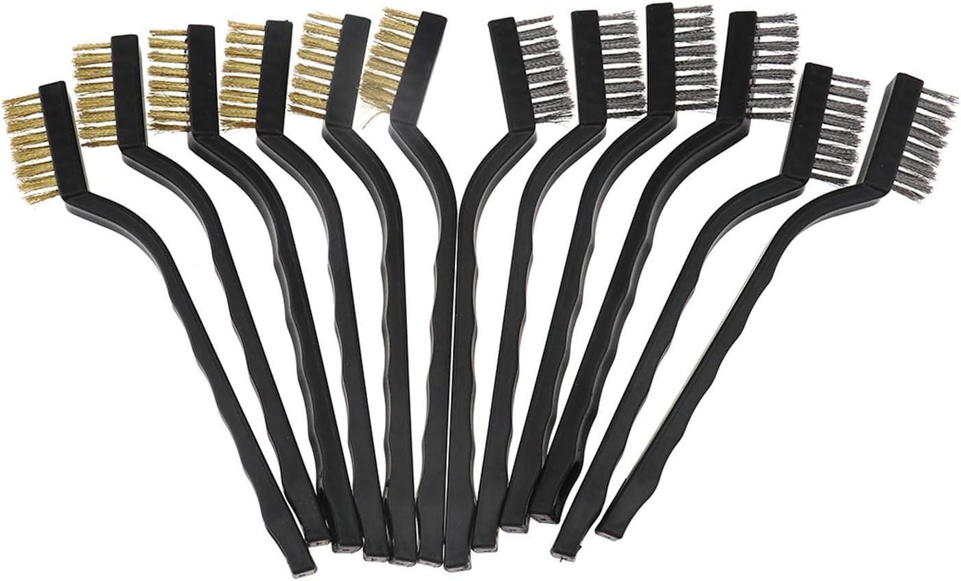 12pcs Industria Brass Wire Brush Mini Micro Small Steel Brushes Set DIY