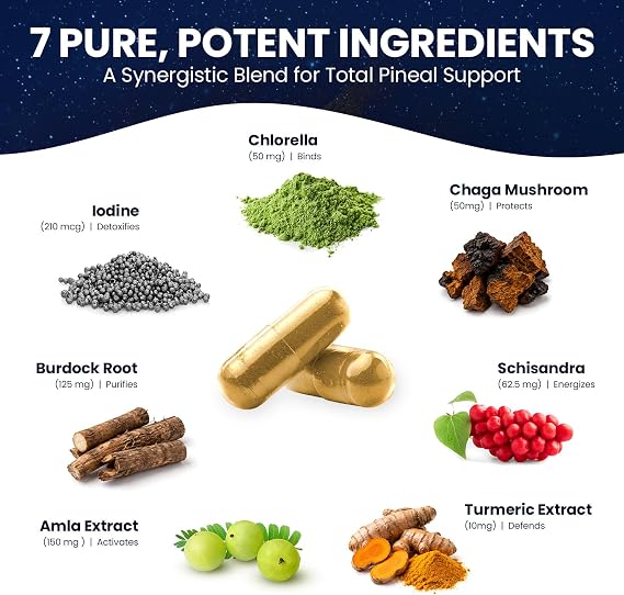 Pineal XT Gold Pineal Gland Supplement, Third Eye Awakening | Focus and Memory Supplement for Brain, 7 Powerful Ingredients Detox and Activate Your Pineal Gland, 30 Count, 1 Daily