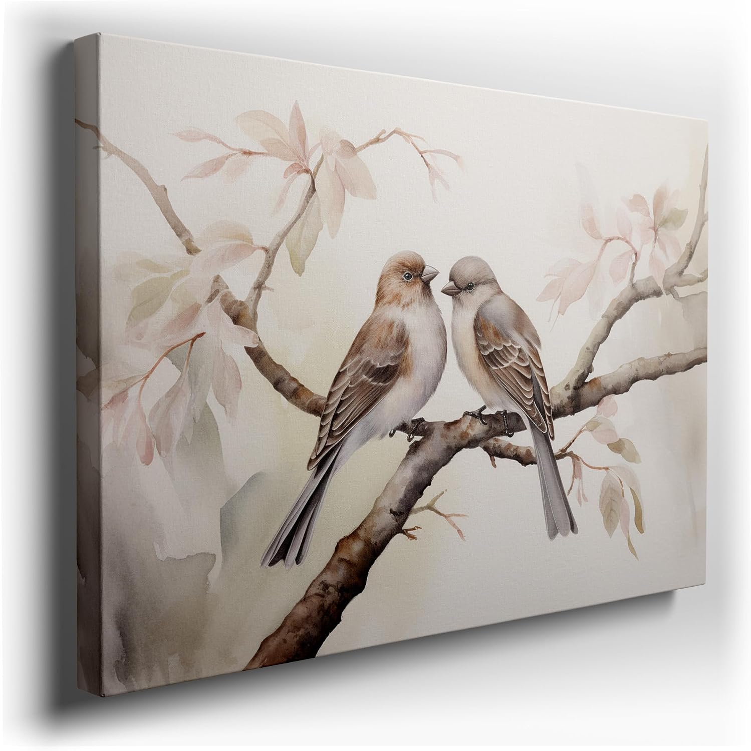 Canvas for Living room. Whispering Feathers: A Serene Encounter in Watercolor Hues, 27 x 18 inch Canvas Wall Art - Ready to Hang - 69x46 cm (27x18 inch)