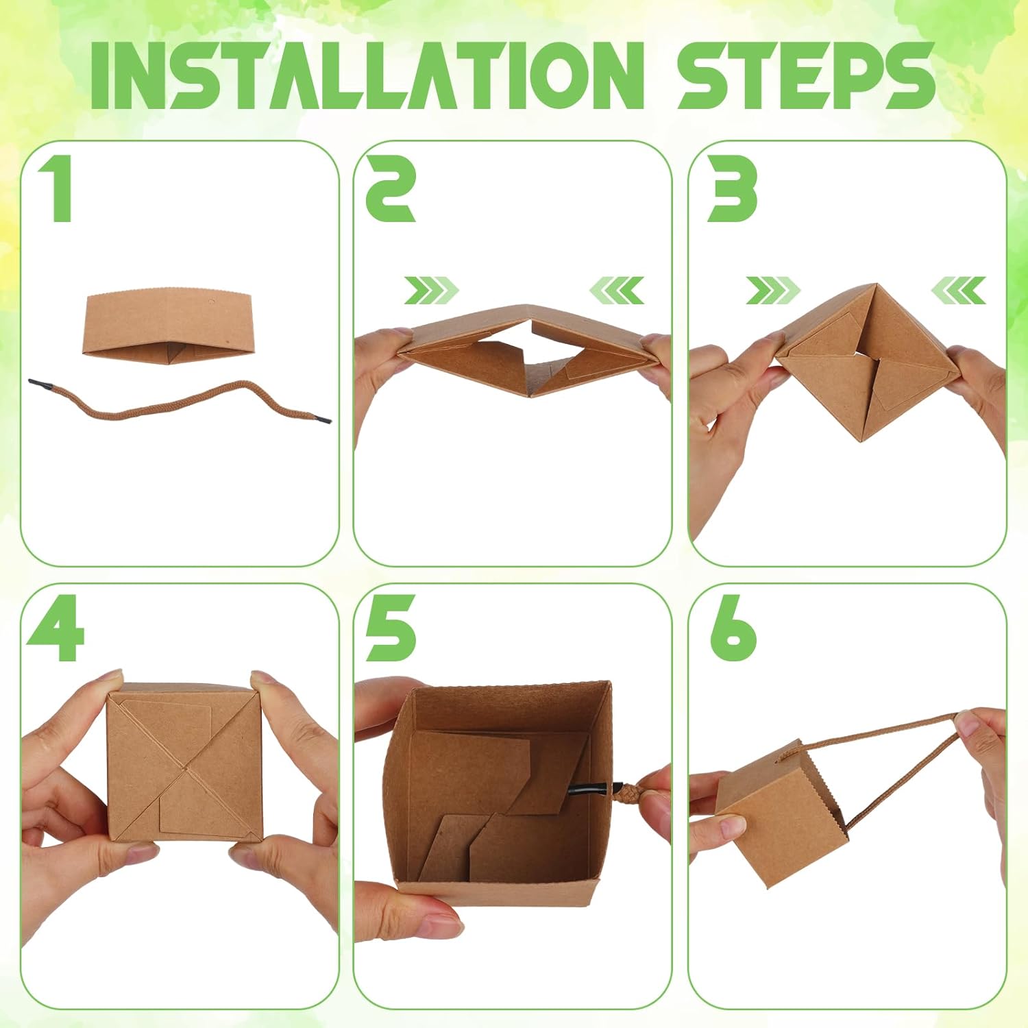 100pcs Succulent Wrap Bags Bulk Fits 2.5 Inch Pots with Thank You Stickers, Mini Kraft Paper Succulent Gift Box Basket with Handles for Wedding, Baby Shower, Succulent Plants Party Favors for Guests - Image 3