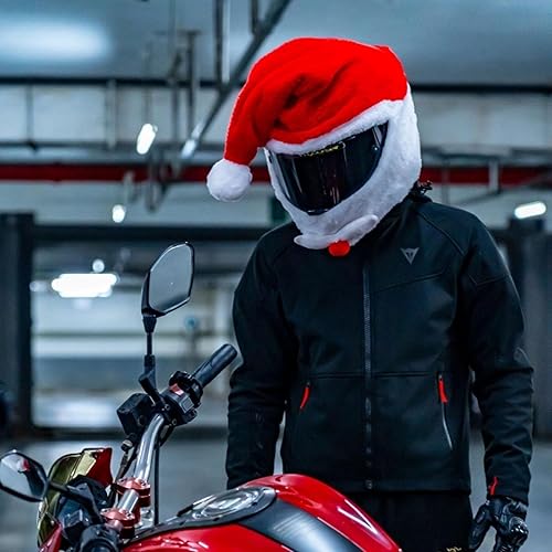 Miniatura 9 de x xotic tech Funda para casco de motocicleta de Papá Noel, cubierta completa de felpa para casco de Navidad, protección de sombrero de Navidad,