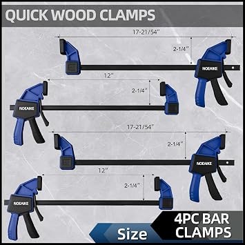 Bar Clamps for Woodworking,4-Pack Wood Clamps 12 Inch Light Duty One-Handed Woodwoking,Quick Grip/Spreader Clamps Set 150LBS Load Limit with Quick Change Button.
