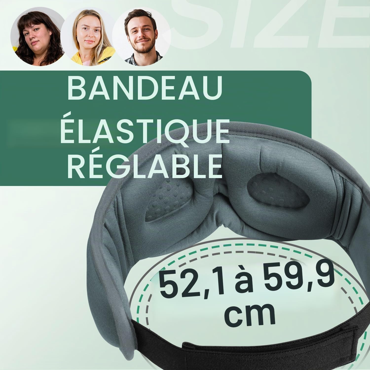 LC-dolida Casque de sommeil Bluetooth 3D naturel en bambou et coton | Masque pour les yeux zéro pression et 100 % occultant pour les personnes dormant sur le côté, voyage et sieste au bureau | Sommeil