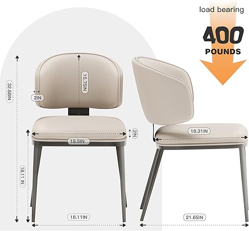 Miniatura 2 de Juego de 2 sillas de comedor modernas con respaldo alto, cómodas, sillas tapizadas a la moda para sala de cocina, silla de comedor sin brazos con