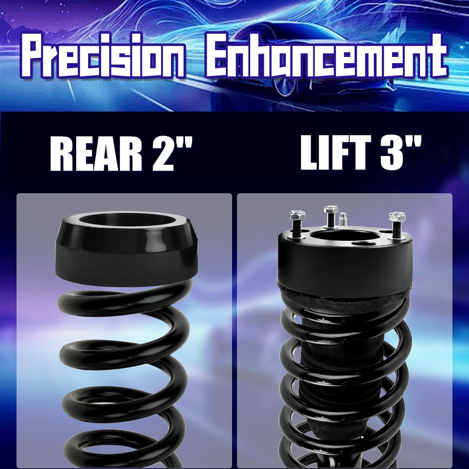 Leveling Lift Kits for 2003-2024 Toyota 4Runner 2007-2015 FJ Cruiser 2WD 4WD, 3" Front Suspension Strut Spacers and 2" Rear Polyurethane Coil Spring Spacers Fit