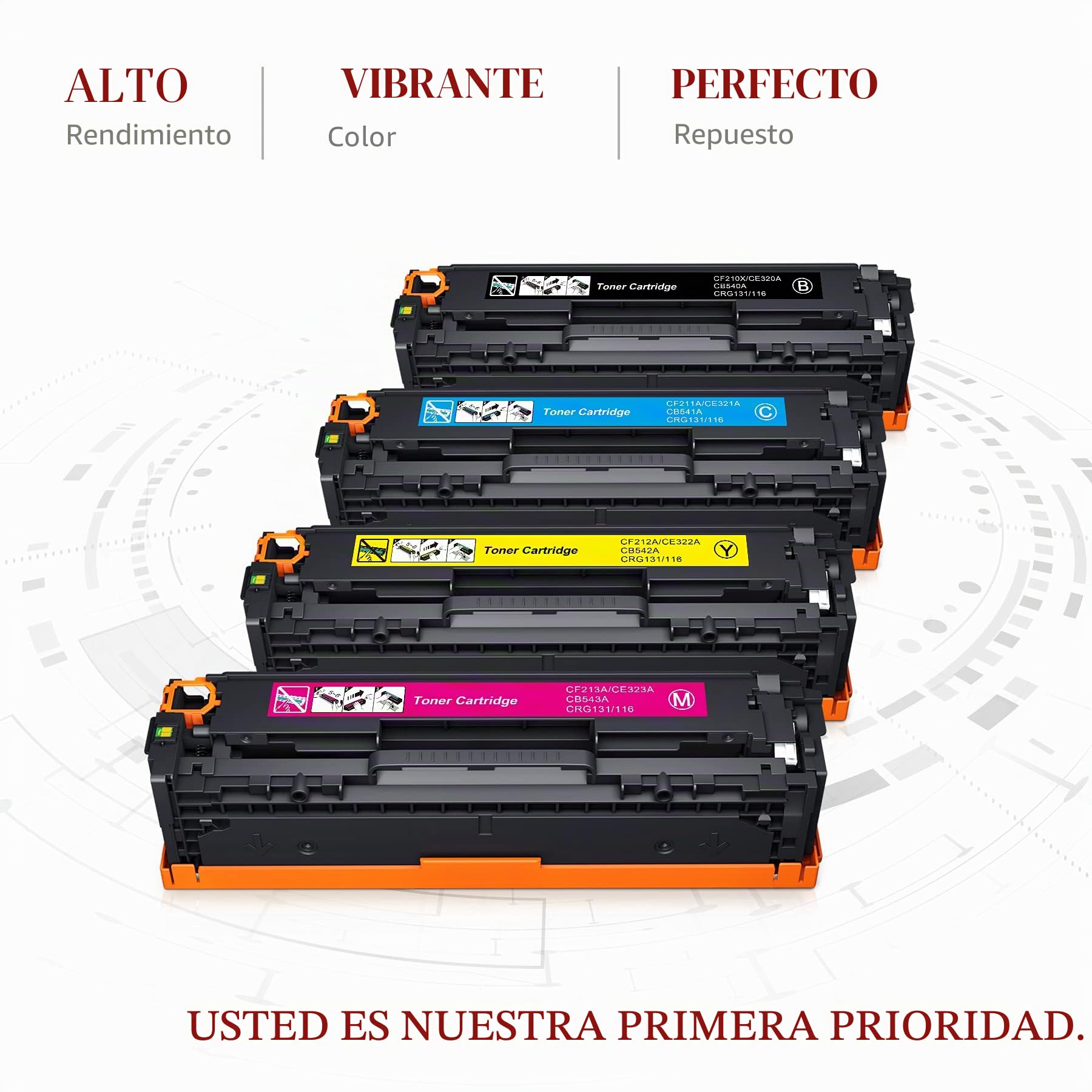 Toner Kingdom Reemplazo de cartucho de tóner compatible para HP 131X CF210X CF210A 131A per HP LaserJet Pro 200 Color M251n M251nw M276nw,128A CF320A CM1415FNW CP1525N,125A CB540A CP1515n CP1215,4PK