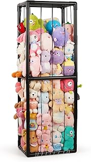 Trycooling Stuffed Animal Storage Zoo Stuffed Animal Holder Space Save Vertical Stuffed Animals Storage PVC with Elastic Band and Net for Playroom Bedroom Nursery (Black 1)