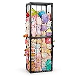 Trycooling Stuffed Animal Storage Zoo Stuffed Animal Holder Space Save Vertical Stuffed Animals Storage PVC with Elastic Band and Net for Playroom Bedroom Nursery (Black 1)